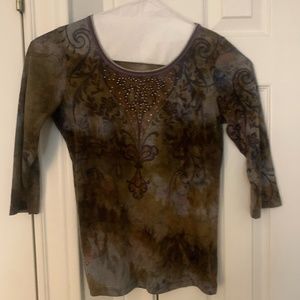 vintage Vanilla Sugar brown 3/4 sleeve top